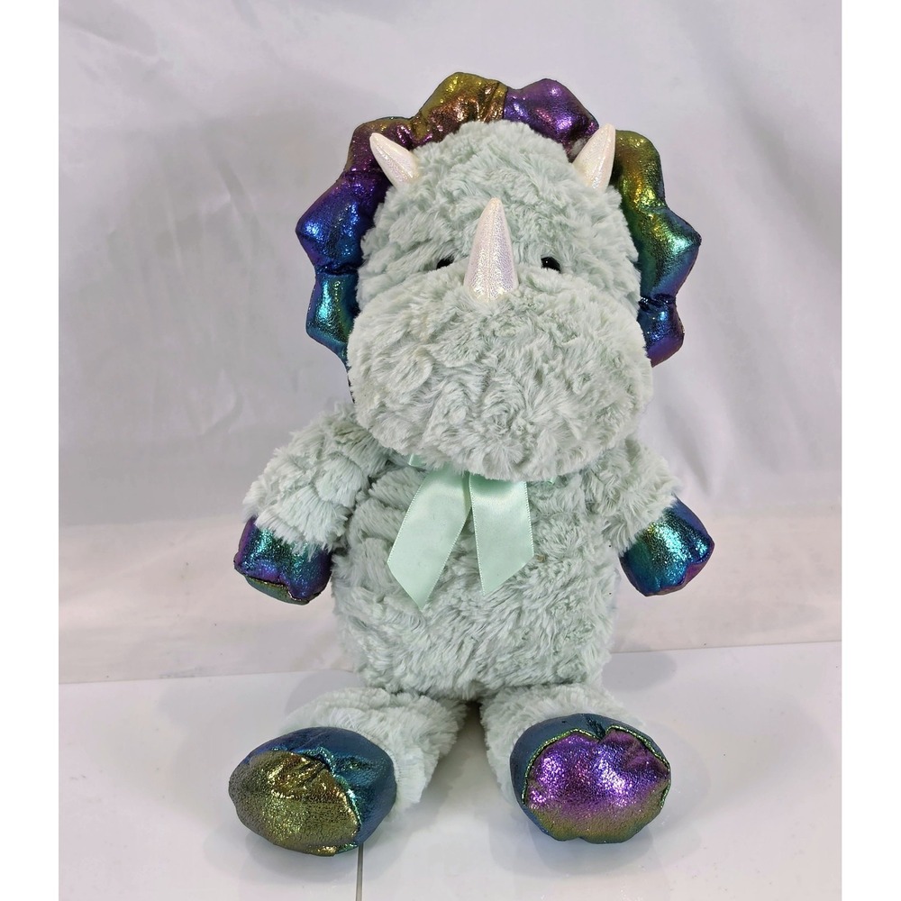 Kellytoy Animal Pals Green Triceratops Dinosaur 14" Plush Holographic Shiny 2020